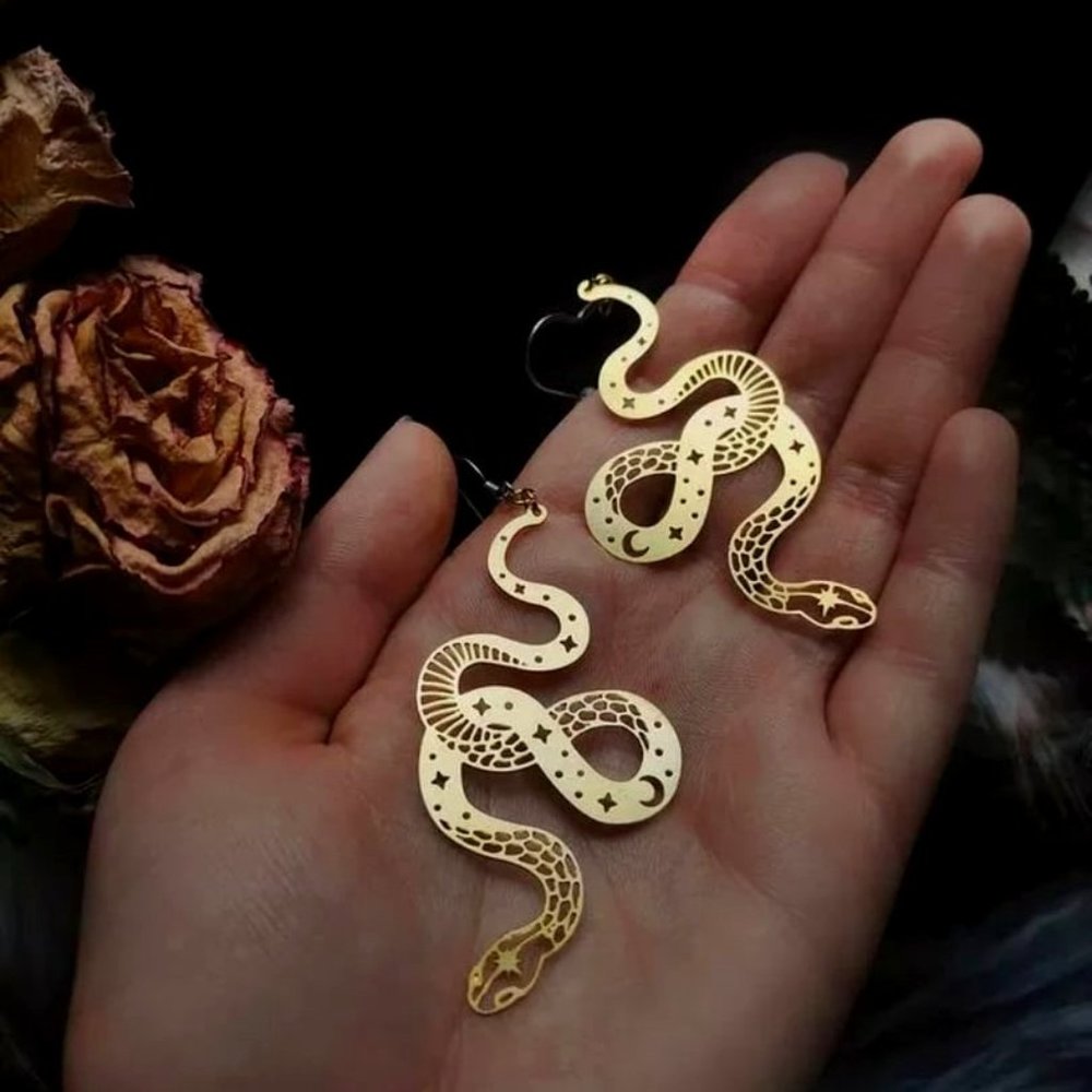 Celestial Gold Snake Earrings